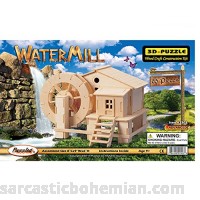 Puzzled Water Mill 3D Jigsaw Wooden Construction Puzzle Kit 65 Precut Wood Pieces No Tools Required Brain Teaser Challenging Architecture Assembly Model For Kids And Adults Educational Activity B000MUTG94